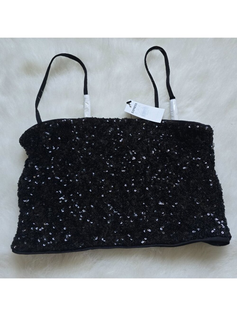 NWT Express Black Cropped Sequin Camisole size XS